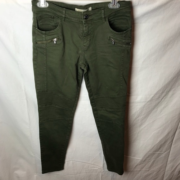 olive biker jeans